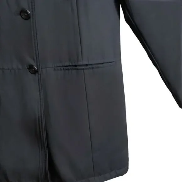 Gap Rain Coat SZ S Women's Black Lightweight Pockets Double Breasted - Picture 10 of 11
